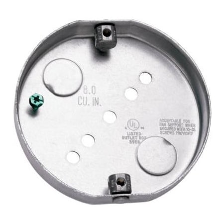 Raco Electrical Box, 6 cu in, Ceiling Box Type, Steel, Round Shape 295